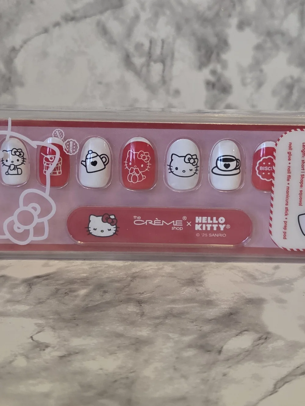 The Creme Shop - Hello Kitty Red & White - Sweet & Cozy Press On Nails Set Of 24